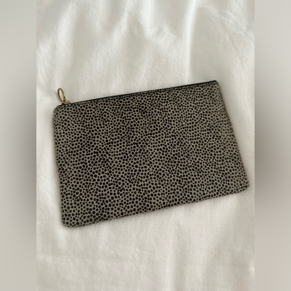 Madewell Zipper Pouch/Clutch Dotted Calf Hair & Black Leather